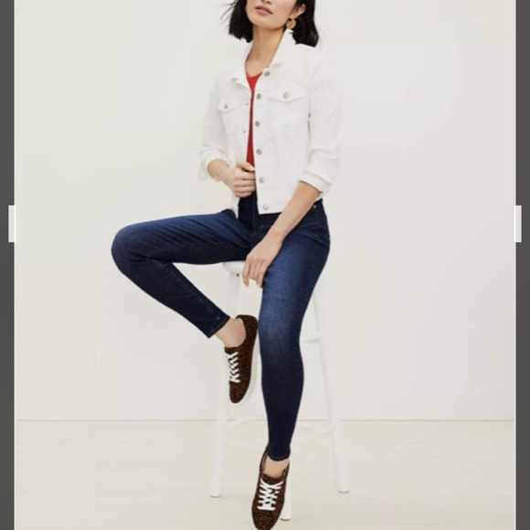 LOFT High Rise Sculpt Jeggings In Dark Indigo Wash Size 27 Petite - Picture 2 of 10